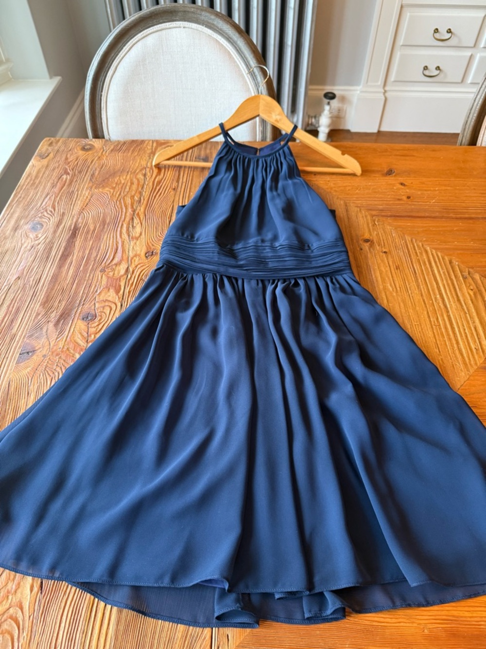 Bill Levkoff Navy Blue Halter Chiffon Wedding Dress